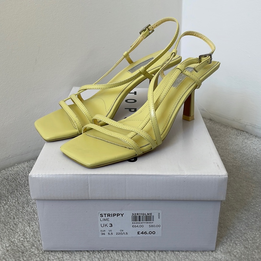 Topshop Strippy sandals in lime (yellow) sz 5.5